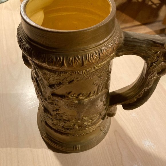 Hand Crafted Dining Decorative Large Ceramic German Beer Stein Deer Stag Marked Adforton